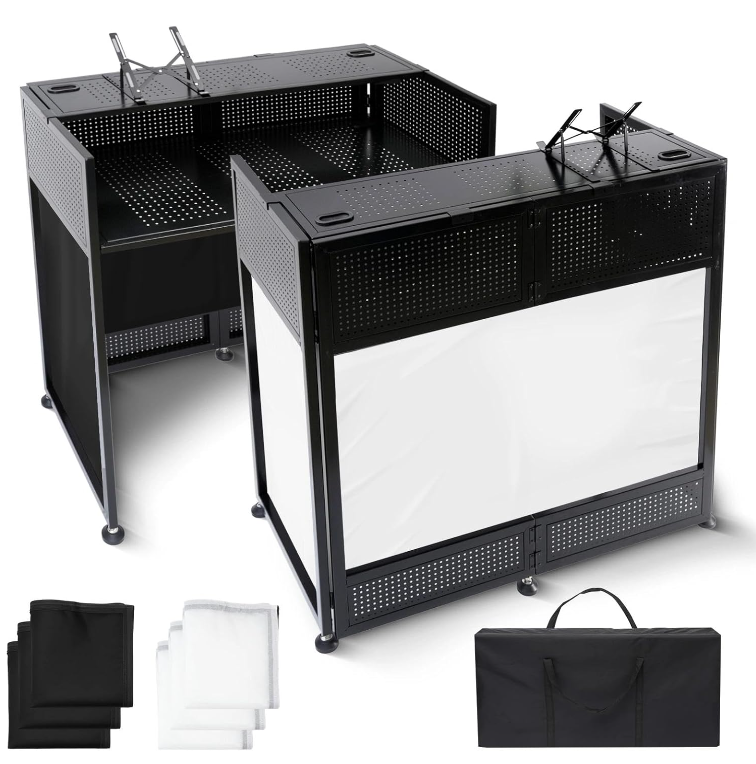 Metal bar booth with black drop